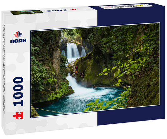 Forest river stones landscape,beautiful panoramic view of the river in Bridge of God and Waterfalls of Tamasopo san luis potosi mexico