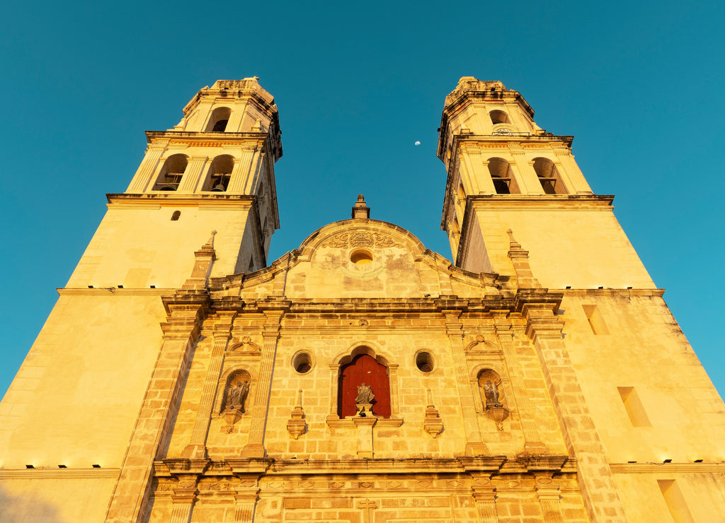 Cathedral of the Immaculate Conception at sunset, Campeche, Mexico