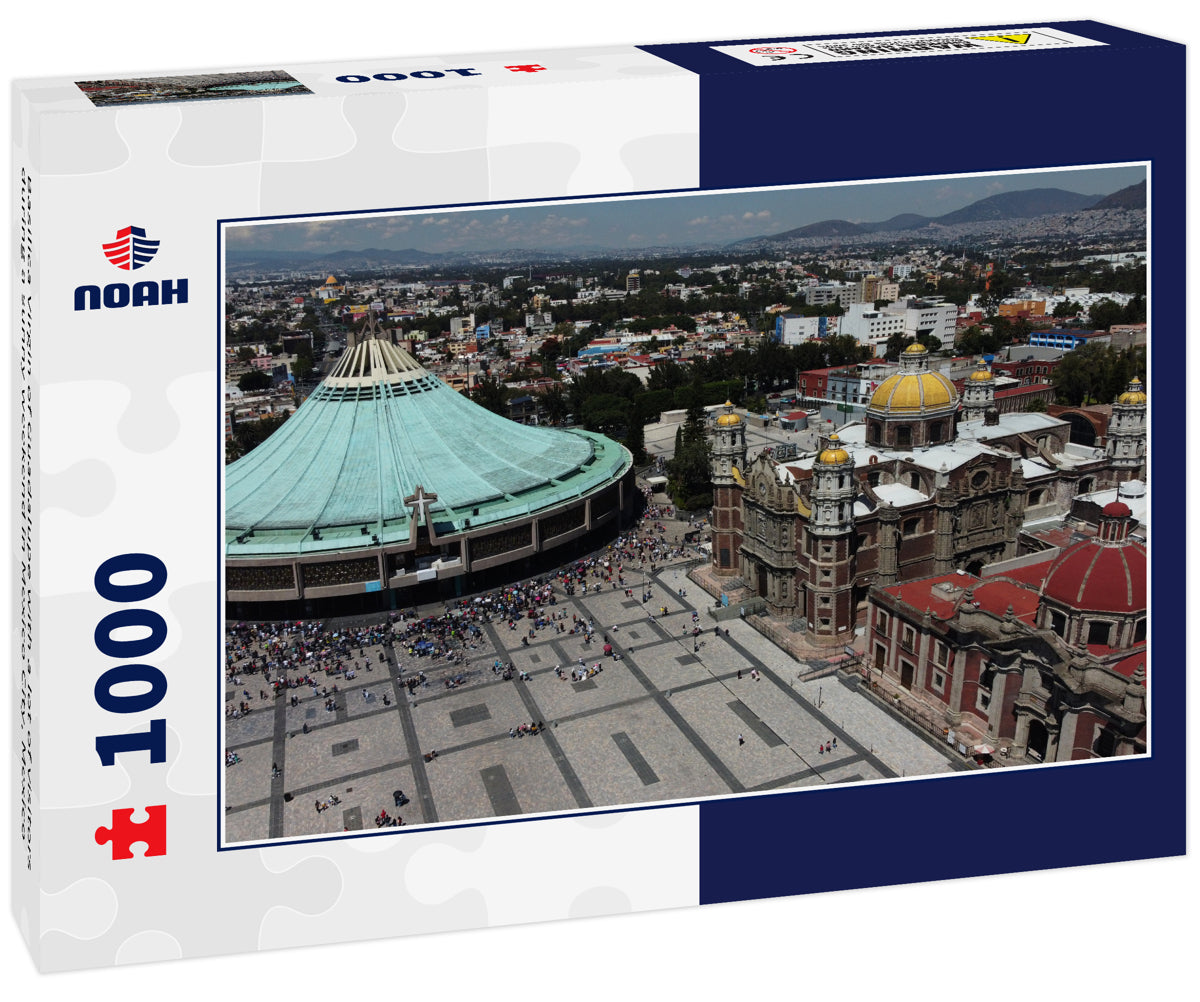 Basilica Virgin of Guadalupe with a lot of visitors during a sunny weekend in Mexico City, Mexico