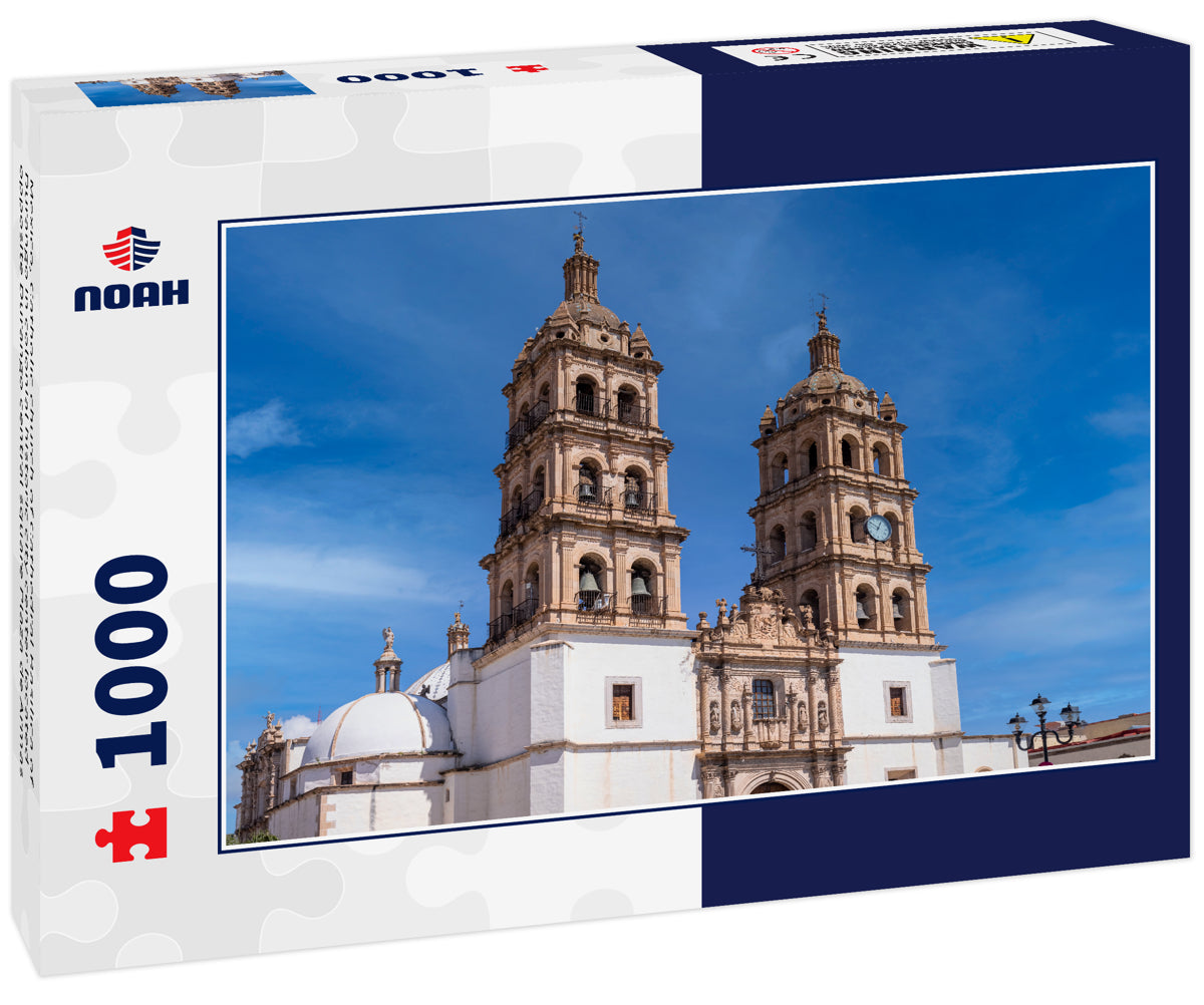 Mexico, Catholic church of Cathedral Basilica of Durango in colonial historic city center located opposite Durango central square Plaza de Armas