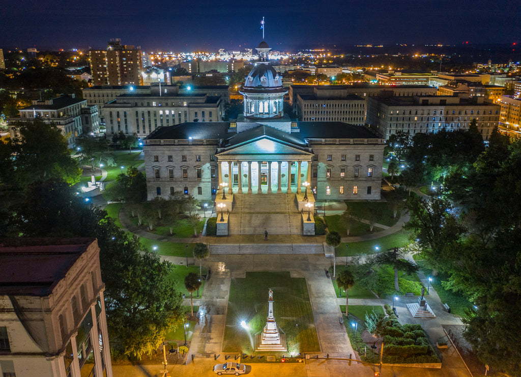 Columbia South Carolina Aerial Night Photo