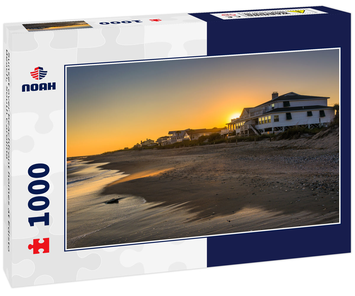 Sunset over beachfront homes at Edisto Beach, South Carolina