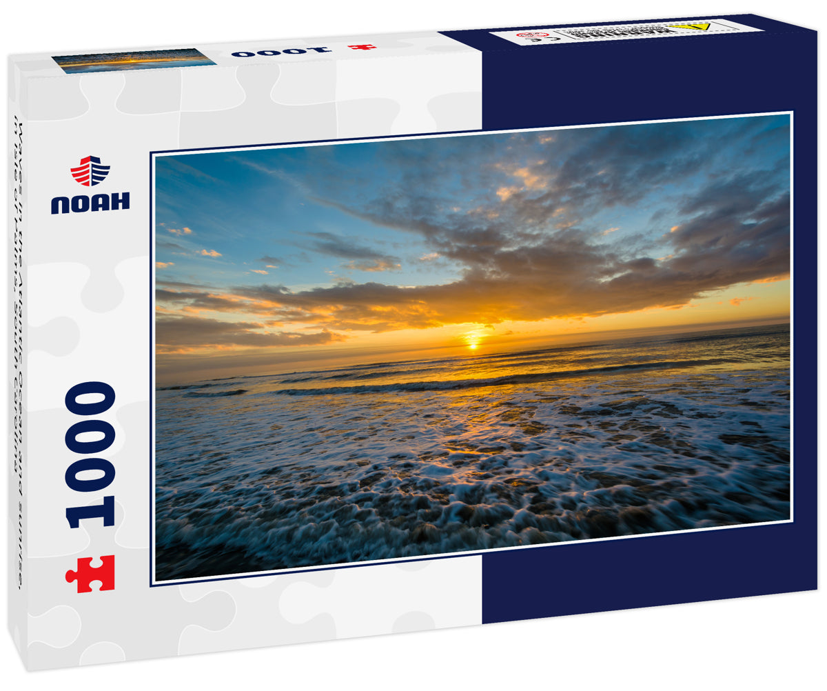 Waves in the Atlantic Ocean and sunrise, in Isle of Palms, South Carolina