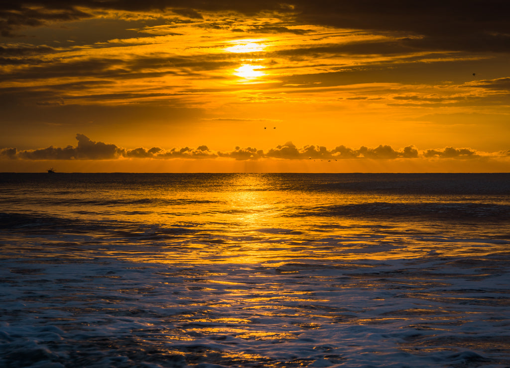 Sunrise over the Atlantic Ocean in Folly Beach, South Carolina