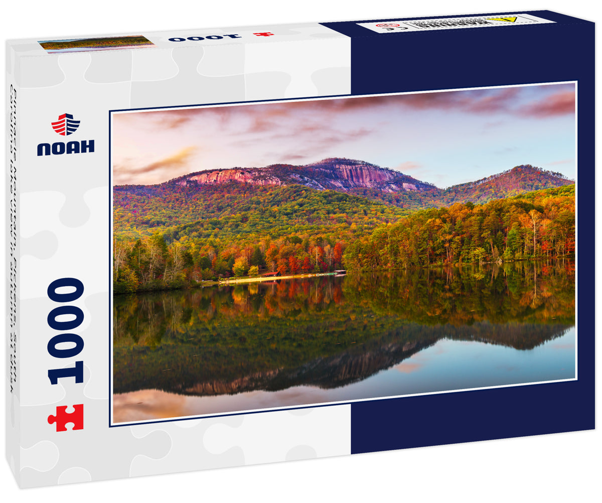 Pinnacle Mountain, Pickens, South Carolina lake view in autumn at dusk