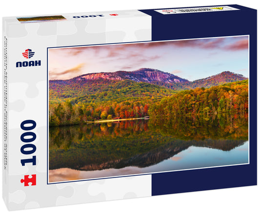 Pinnacle Mountain, Pickens, South Carolina lake view in autumn at dusk