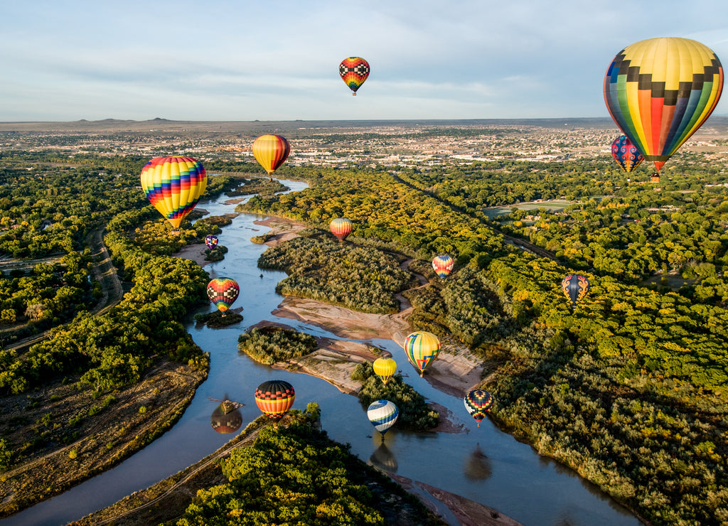 Hot Air Balloons over the Rio Grande, New Mexico