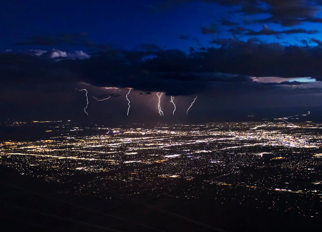 A Thunderstorm After Dusk Over Albuquerque, New Mexico