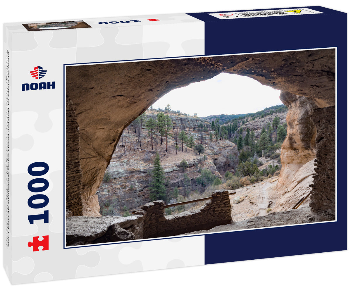 View of cliffs in winter from cave dwelling at Gila Cliff Dwellings National Monument, Silver City New Mexico