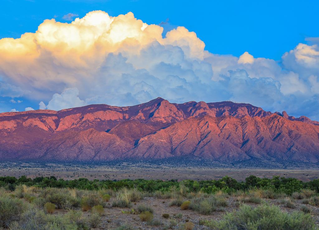 Sandia Mountains at sunset in central New Mexico
