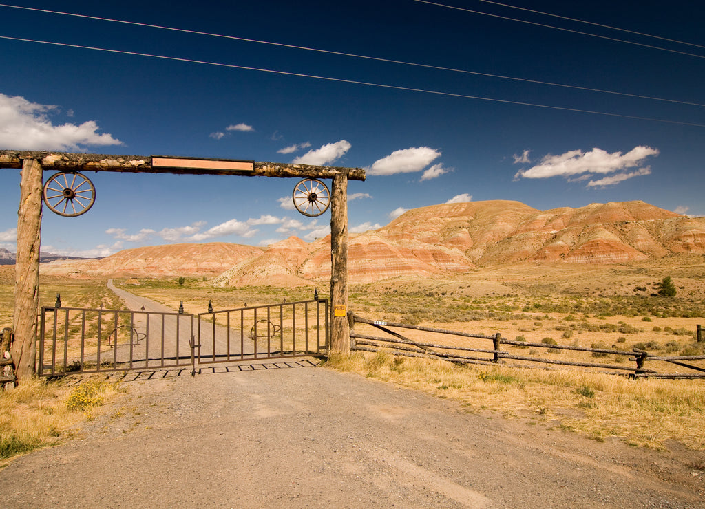 A gate and a fence in desert, wild west, New Mexico