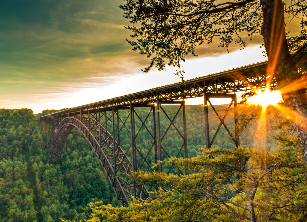 Dramatic spring landscapes in New River Gorge National Park in West Virginia,USA. it is the newest national park in the US