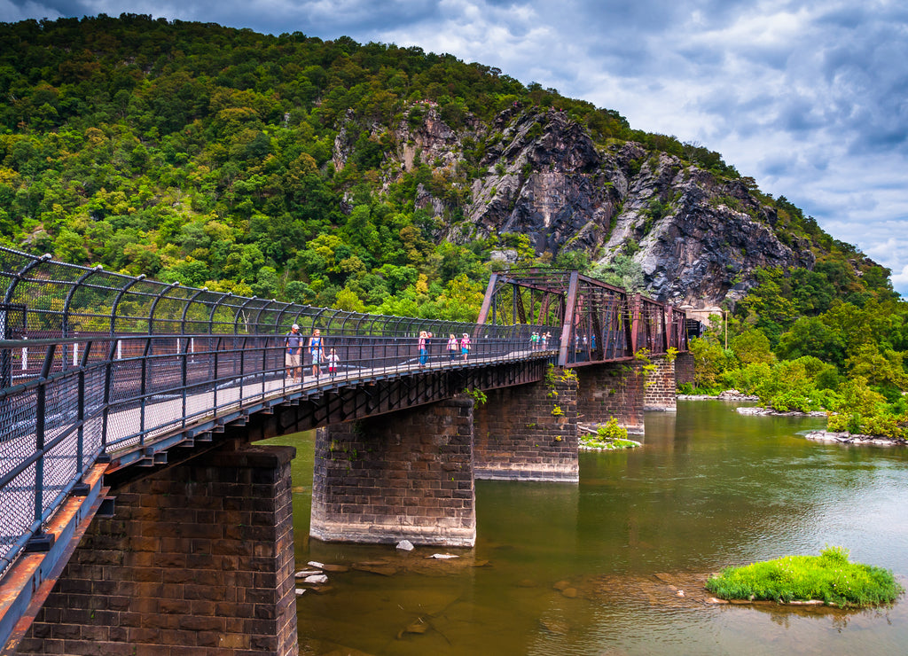 Photo of Harpers Ferry Railroad and Footbridge, Harpers Ferry, West Virginia USA