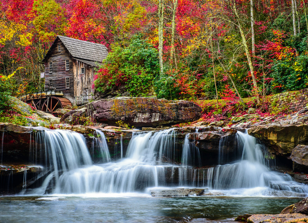 Grist Mill in beautiful autumn fall color, West Virginia