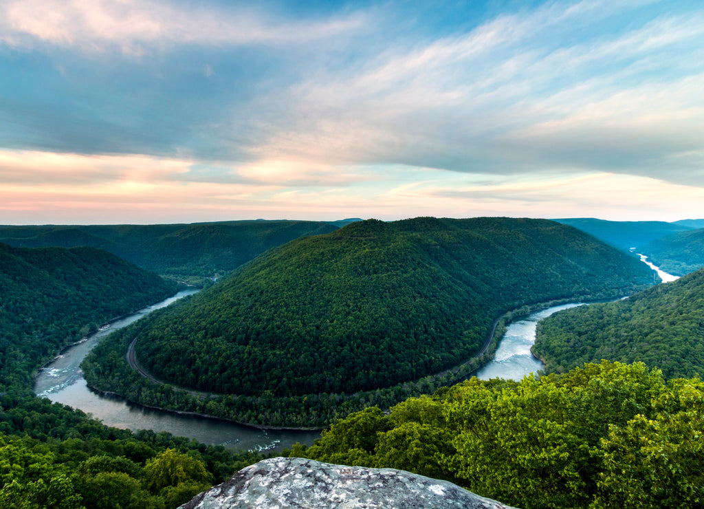 Dramatic spring landscapes in New River Gorge National Park in West Virginia,USA. it is the newest national park in the US
