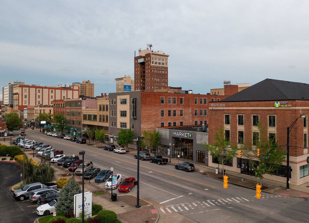 Aerial of Downtown Huntington, West Virginia