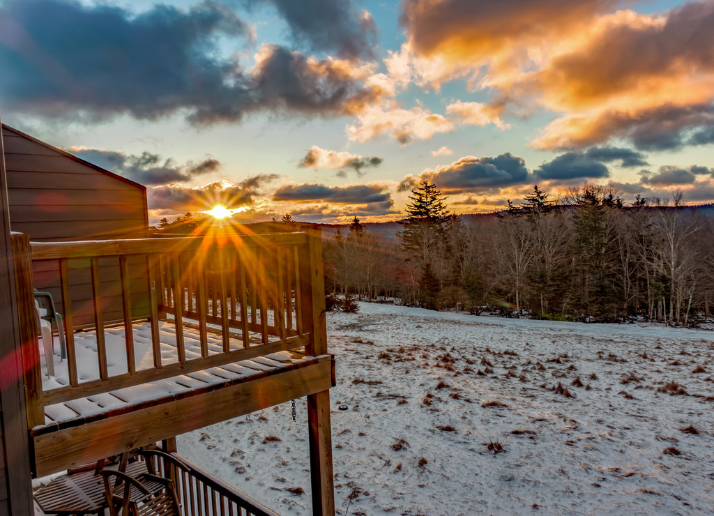 beautiful nature sunrise at snowshoe west virginia ski resort