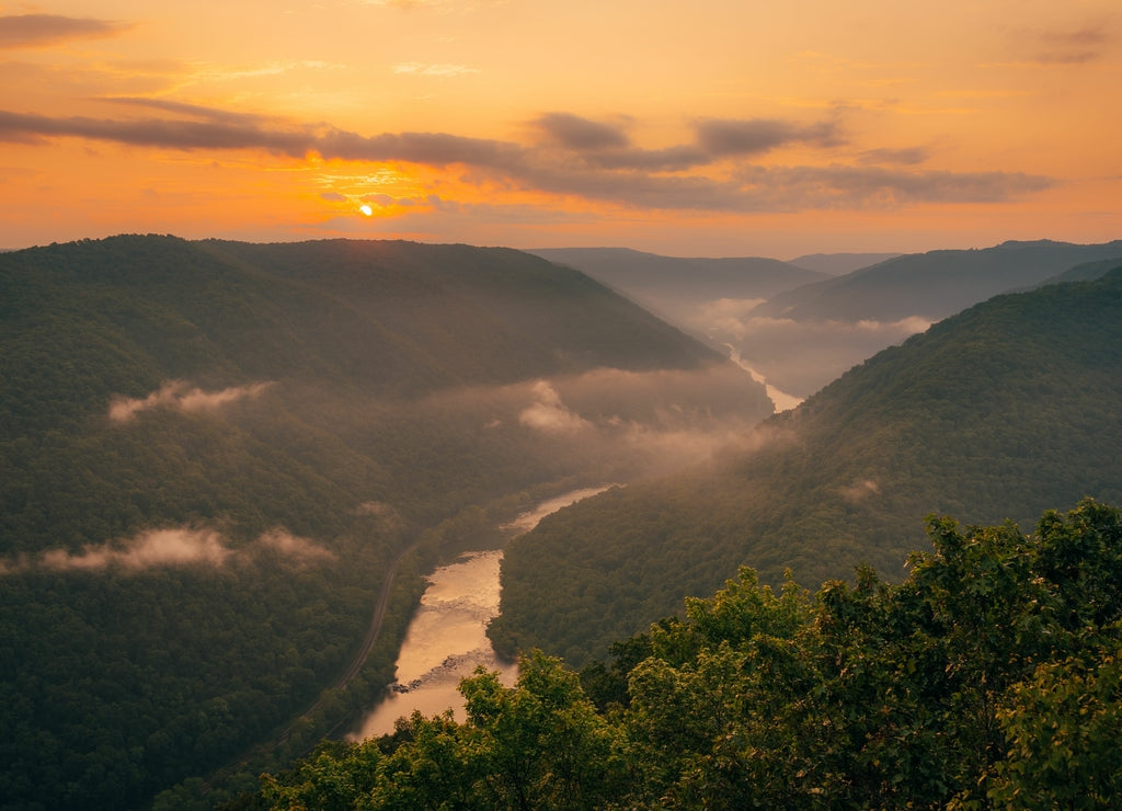 Sunrise view from Grandview, in the New River Gorge, West Virginia