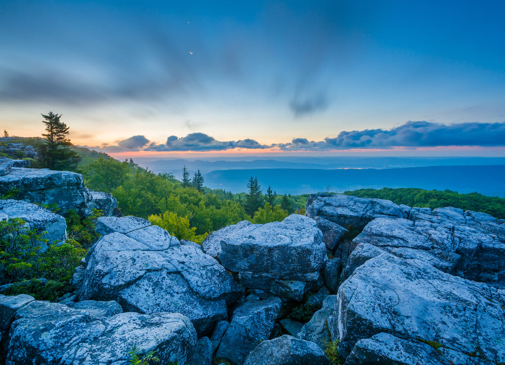 Sunrise view from Bear Rocks Preserve in Dolly Sods Wilderness, Monongahela National Forest, West Virginia