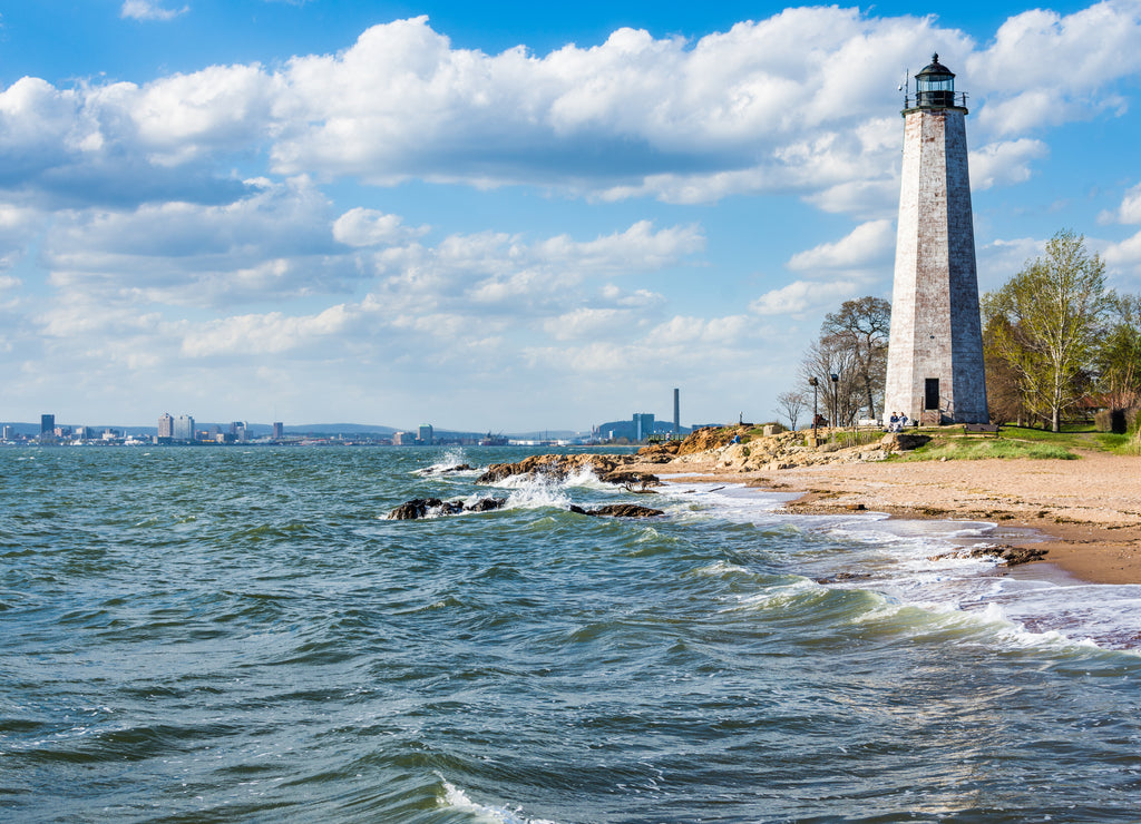 New England Lighthouse in Lighthouse Point Park in New Haven Connecticut