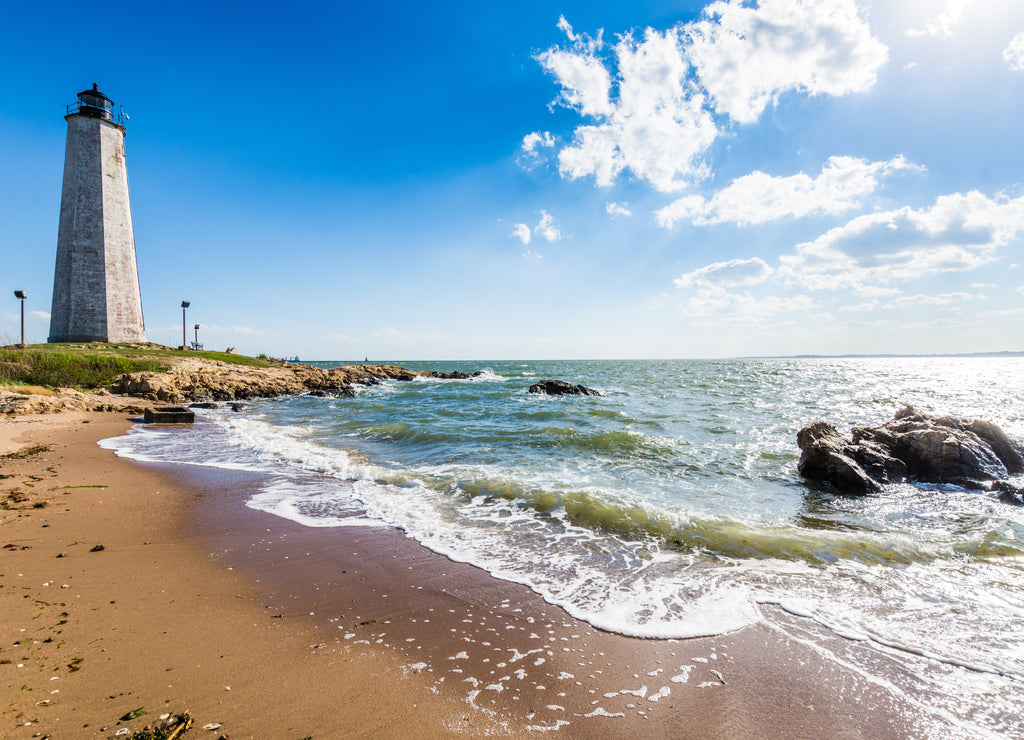 New England Lighthouse in Lighthouse Point Park in New Haven Connecticut