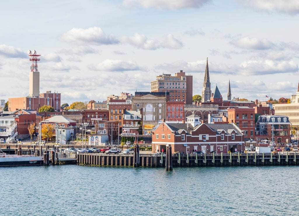 view to skyline of New London in Connecticut, USA