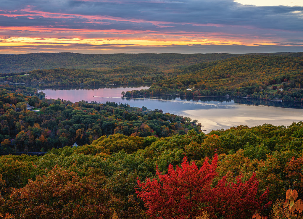 Fall scenic view of the rolling hills of Connecticut. The Northeast