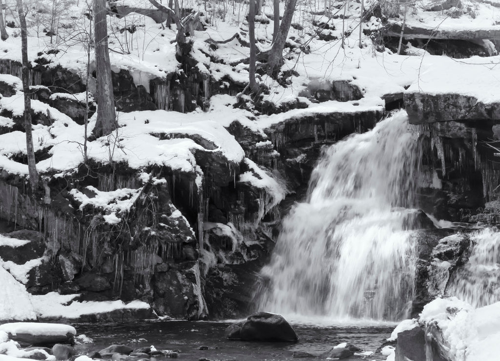 Blurred winter waterfalls Enders falls State Park, Connecticut