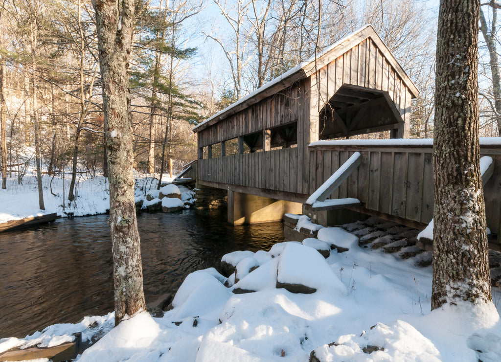 Covered bridge after snow, Connecticut