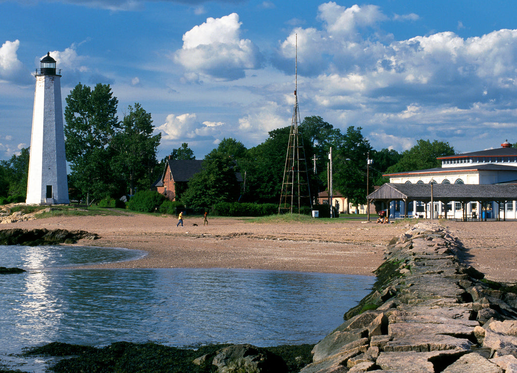 Lighthouse Point Park allows visitors to explore Five Mile point lighthouse, walk the jetty, or visit the carousel, Connecticut