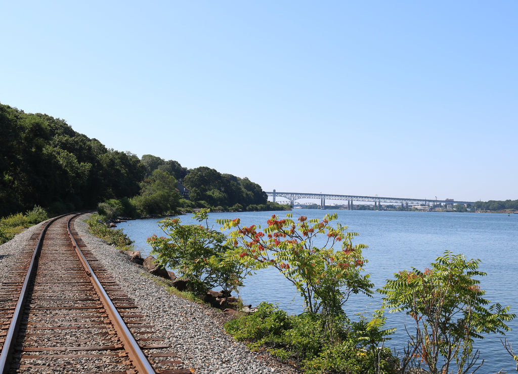 Beautiful view of Railroad Tracks at Naval Submarine Base in New London, Connecticut