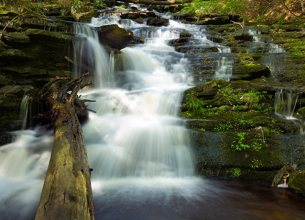 Silky water of Day Pond Falls in Colchester, Connecticut