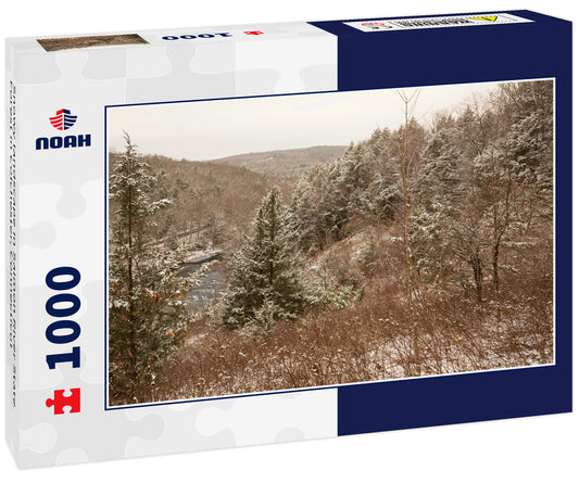 Snowy landscape in Salmon River State Forest in Colchester, Connecticut