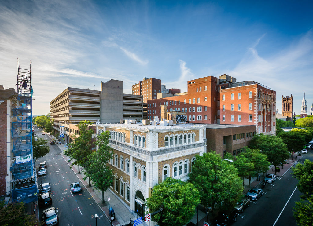 View of buildings in downtown New Haven, Connecticut