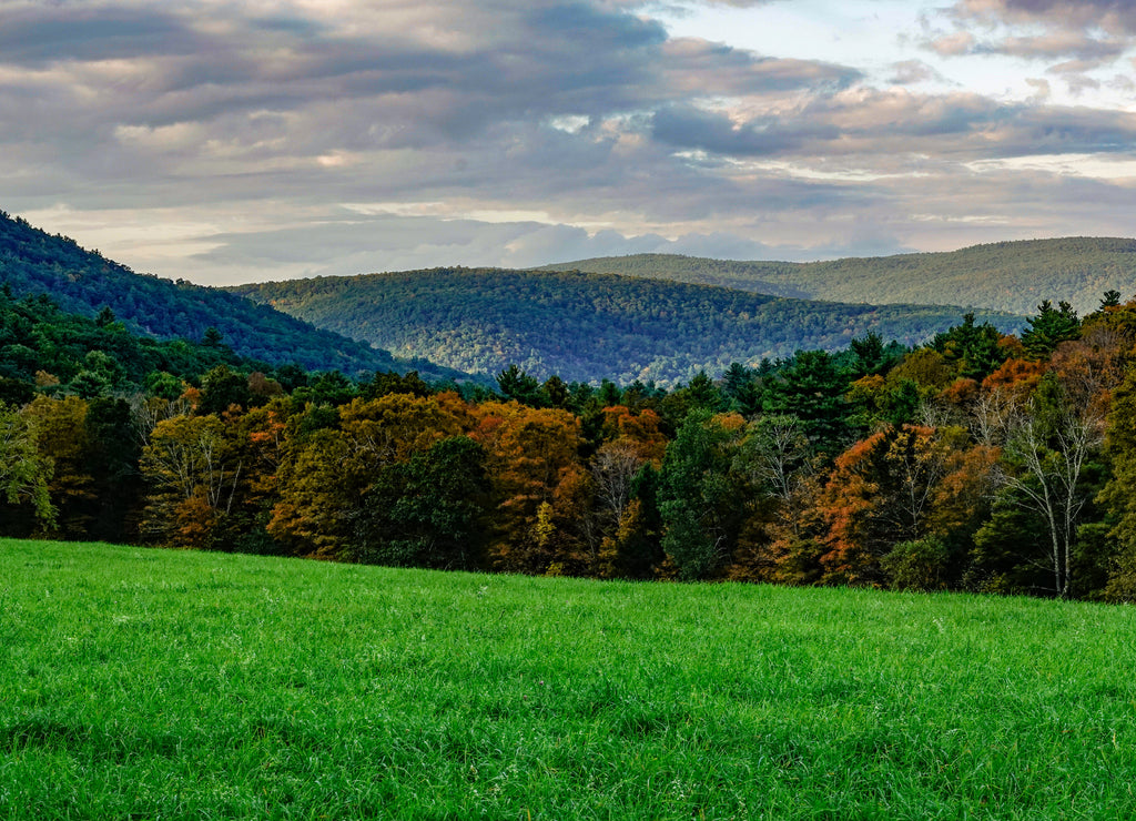 Music Mountain, Connecticut, USA The Berkshire Hills at sunset on a fall autuman day
