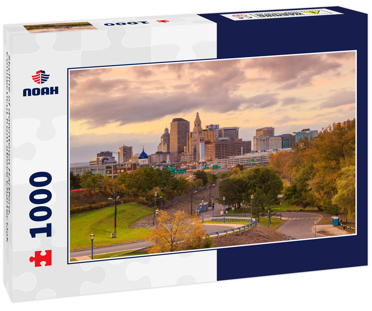 Skyline of downtown Hartford, Connecticut from above Charter Oak