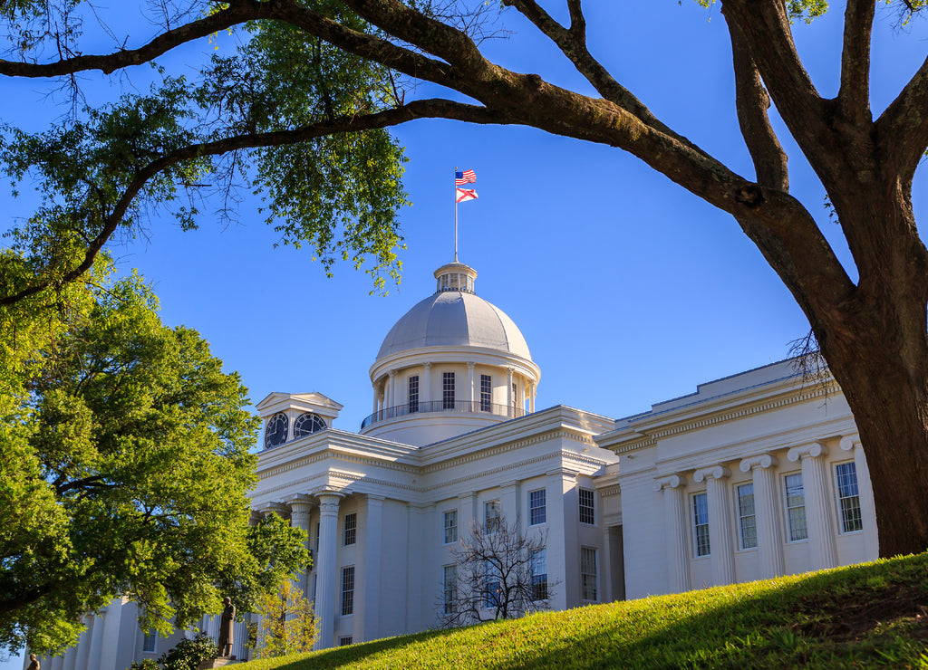 Alabama State Capitol Front Right Angle: Front right perspective of the Alabama State Capitol building