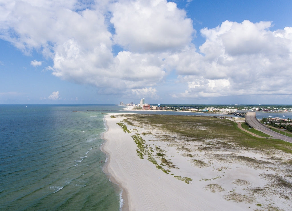 Aerial view of Orange Beach, Alabama & Ono Island