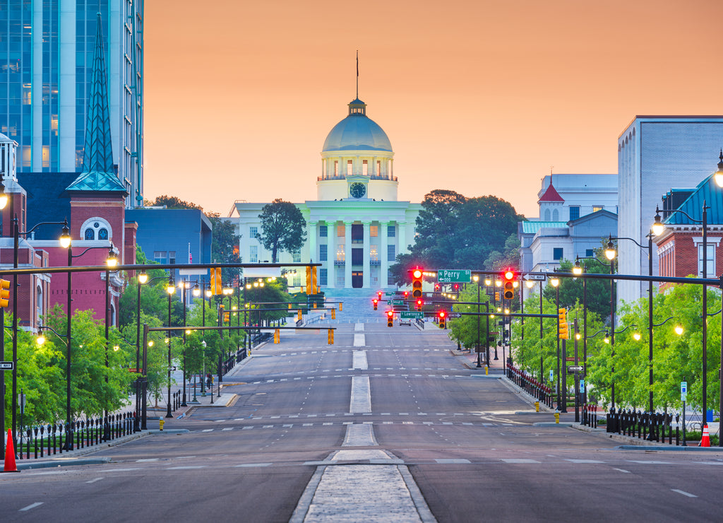 Montgomery, Alabama, USA with the State Capitol at dawn