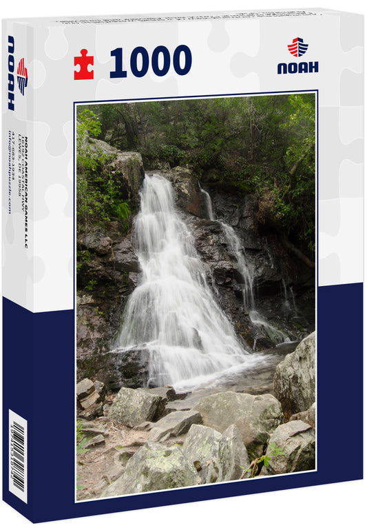 Summertime morning view of a small waterfall in the Talladega National Forest near Ashville and Lineville, Alabama, USA