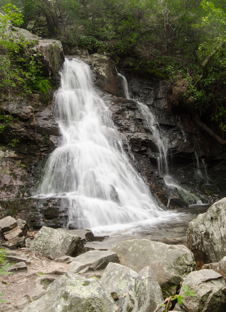 Summertime morning view of a small waterfall in the Talladega National Forest near Ashville and Lineville, Alabama, USA