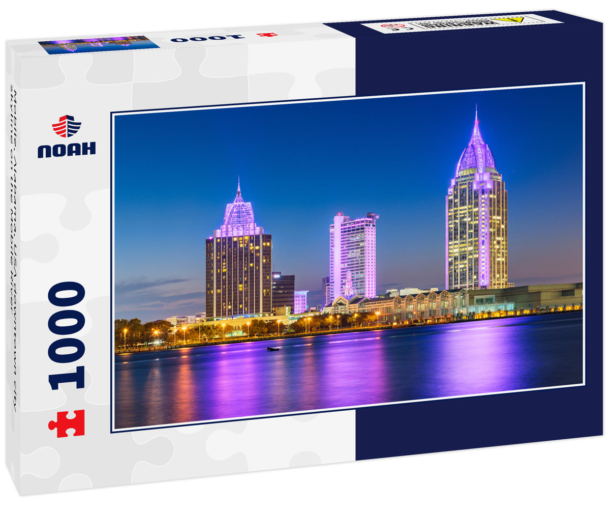 Mobile, Alabama, USA downtown city skyline on the Mobile River