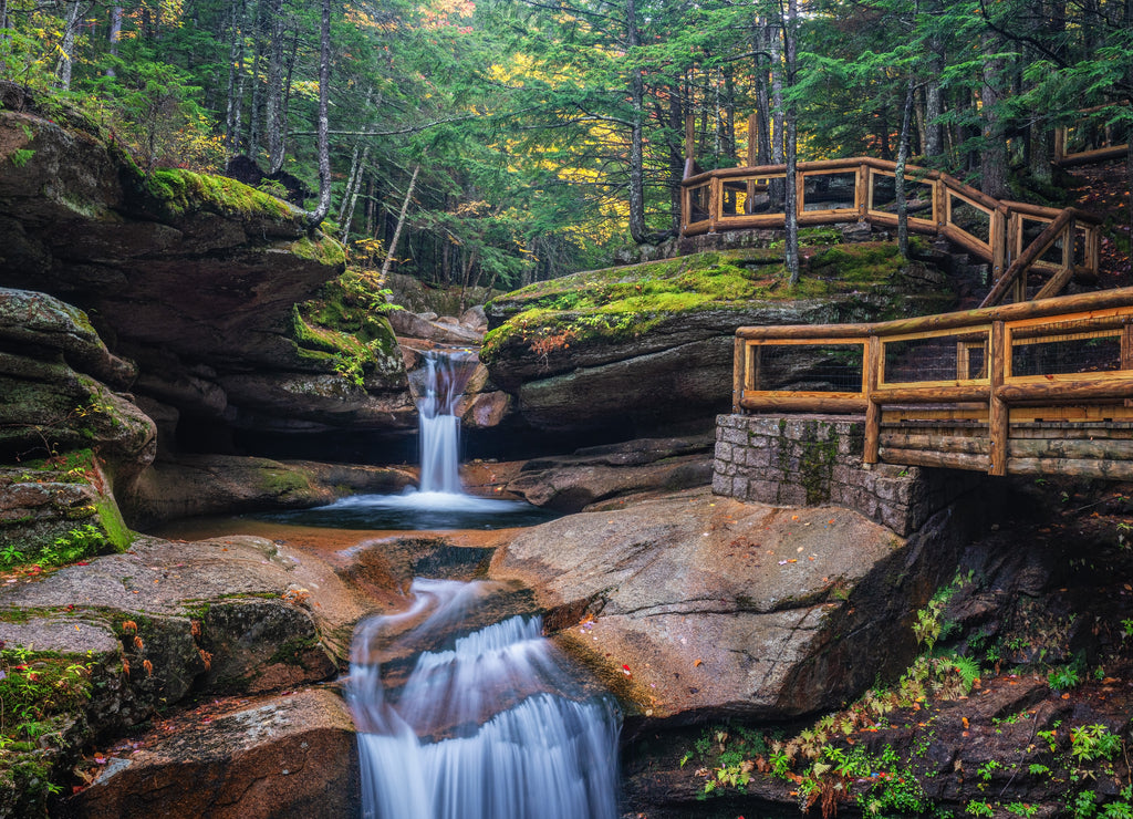 Sabbaday Falls in Autumn White Mountain national Forest off the Kancamagus Highway, New Hampshire