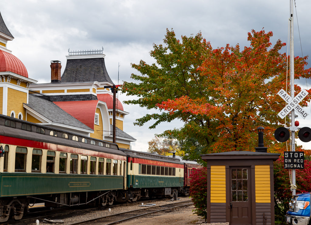 North Conway train station in autumn, New Hampshire