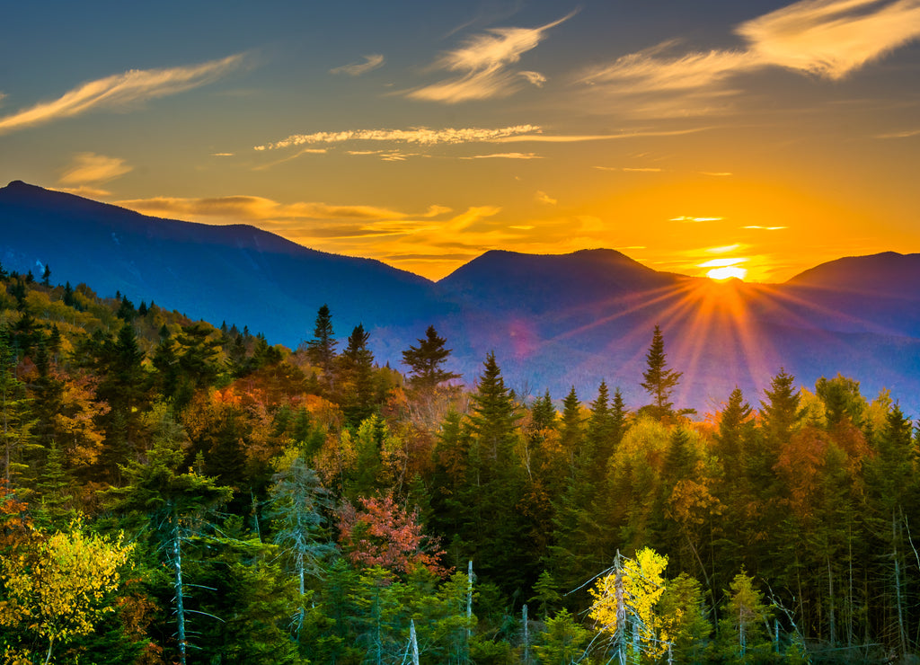 Sunset from Kancamagus Pass, on the Kancamagus Highway in White, New Hampshire
