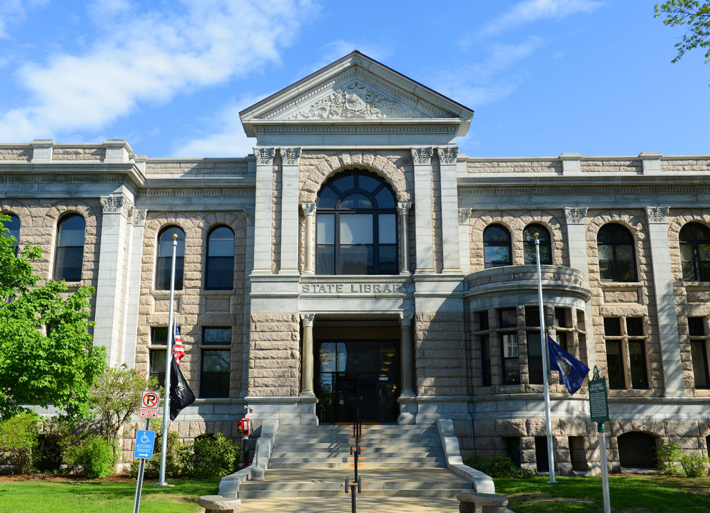 New Hampshire State Library Building was built in 1895 with native granite, in downtown Concord next to the State Capitol, State of New Hampshire, USA