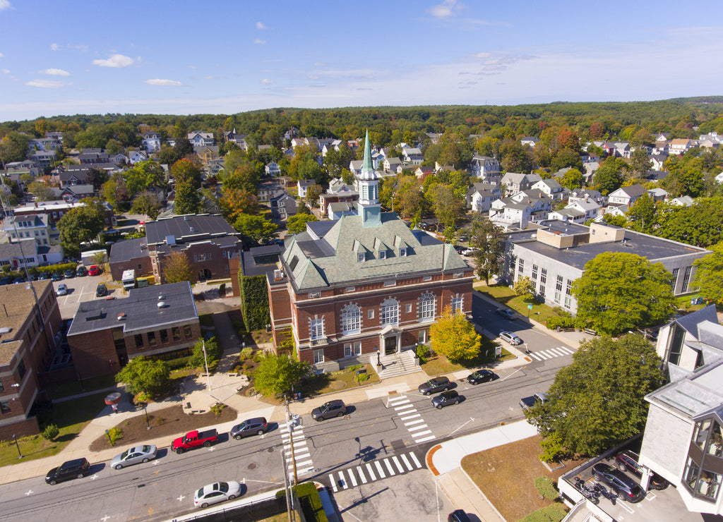 Concord City Hall aerial view in downtown Concord, New Hampshire, USA