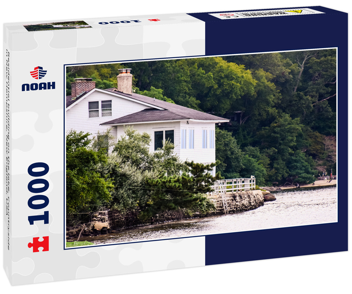 Residential building on the lake. Countryside in New Hampshire, New England, USA