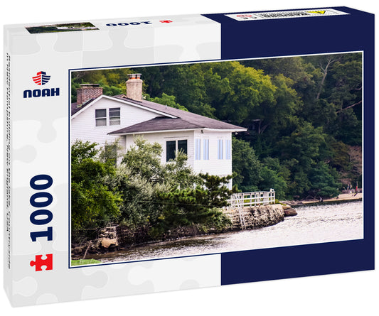 Residential building on the lake. Countryside in New Hampshire, New England, USA