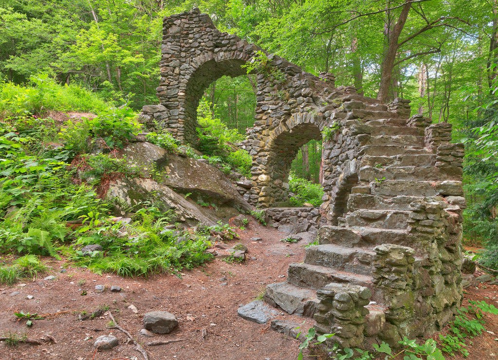 Castle staircase ruins from Madame Sherri Forest in West Chesterfield, New Hampshire (USA)